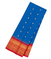 Blue Handloom Gadwal SICO Saree With Cotton Body & Silk Border-GA0412