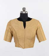 Beige Raw Silk V-Split Blouse-RB5265