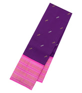 Purple Handloom Korvai Kanchipuram Silk Saree With Buttas-KA15960