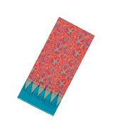 Peach Printed Synthetics Dola Tissue Body With Temple Border -BL5231