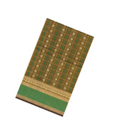 Olive Green Handloom Silk Cotton Saree With Checks-SC4226
