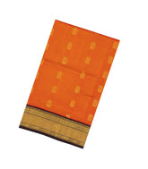 Orange Handloom Korvai Silk Cotton Saree With Buttas & Contrast Border-SC3831