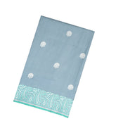 Grey Handloom Banarasi Ektara Weaving Silk Saree With Floral Zari Buttas-BE1376