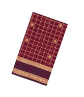 Maroon Handloom Silk Cotton Saree With Checks-SC4202