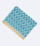 Taupe Handloom Chanderi Cotton Saree With Printed Blue Floral Motifs