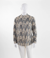 Beige short kurta with abstract print-EW1106