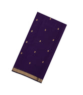 Dark Purple Handloom Maheswari Silk Cotton Saree With Buttas & Zari Border-SC4864
