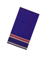 Blue Handloom Silk Cotton Saree With Checks-SC4287