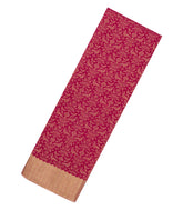 Crimson Woven Mysore Silk Saree With Floral Vine Motifs & Zari Border-MS3267