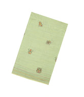 Light Green Embroidered Synthetic Linen Saree With Elephant Motifs-SY0564