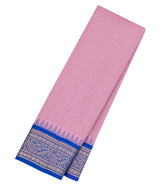 Lavender Handloom Gadwal Cotton Saree With Stripes & Contrast Temple Border-GA0316
