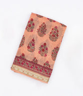 Peach Handloom Chanderi Cotton Saree With Printed Floral Motifs