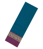 Cyan Woven Chirala Cotton Saree With Printed Blouse-CR1507