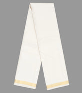 Off White Handloom 8 X 4 Silk Dhoti With Angavastram and Shirt Material-CD1473