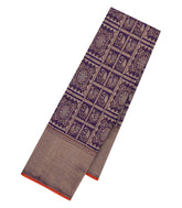 Dark Purple Handloom Kanchipuram Silk Saree With Bomkai Motifs-KA14609