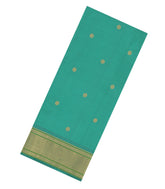 Aquamarine Handloom Paithani Silk Saree With Floral Zari Motifs & Meena Pallu-PA1134