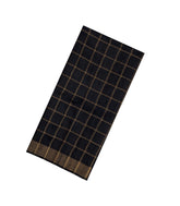 Black Handloom Dupion Silk Saree With Checks & Printed Pallu-DS0599