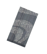 Grey Printed Synthetic Tussar Silk Saree With Zari Checks & Motifs-SY0377