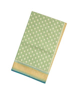 Cardamom Green Woven Banarasi Tissue Saree With floral Motifs-BE1544