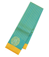 Aquamarine Handloom Korvai Kanchipuram Silk Saree With Kamalam Motifs-KA15499