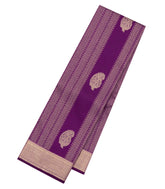 Purple Handloom Kanchipuram Silk Saree With Stripes & Buttas-KA14763