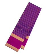 Purple Handloom Kanchipuram Silk Saree With Checks & Buttas-KA15262