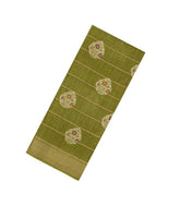 Olive Green Printed Synthetic Dola Silk Saree With Zari Stripes & Border-BL5033