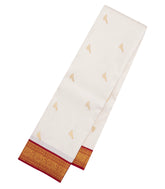 White Handloom Korvai Kanchipuram Silk Saree With Zari Buttas-KA15901
