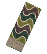 Olive & Sage Green Printed Chanderi Cotton Saree With Zari Border-CC1474