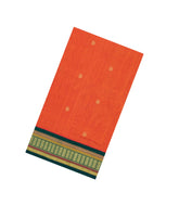 Orange Handloom Silk Cotton Saree With Mango Buttas-SC3936