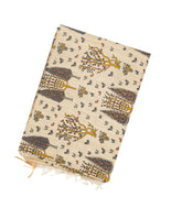 Taupe Handloom Tussar Silk Saree With Yellow Printed Motifs