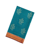 Cyan Handloom Rajkot Patola Silk Saree With Tie & Dye Bird Motif Pallu-IK0461