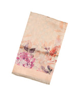 Peach Handloom Linen Saree With Printed Floral Motifs-LI0641