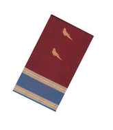 Maroon Handloom Silk Cotton Saree With Zari Buttas & Contrast Border-SC4819