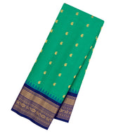 Aquamarine Handloom Gadwal SICO Saree With Cotton Body & Silk Border-GA0413