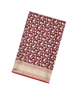 Brown Handloom Organza Satin Soft Silk Saree With Floral Vine Motifs-SO4074
