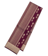 Maroon Handloom Kanchipuram Silk Saree With Stripes & Buttas-KA14764