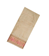 Beige Woven Tussar Silk Saree With Meena Floral Border-TU2982