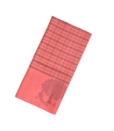 Peach Handloom Soft Silk Saree With Checks & Buttas