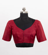 Maroon Blended Silk Ready Made Blouse With V Neck and Front Open Style-RB5222