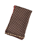 Brown Handloom Silk Saree With Printed Pallu & Hand Embroidered Selvage-EN1718