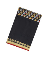 Black Handloom Banarasi Silk Saree With Floral Zari Motifs-BE1329
