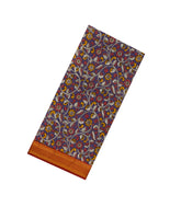 Lilac Blended Silk Saree With Kalamkari Floral Print