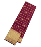 Crimson Handloom Kanchipuram Silk Saree With Zari Checks & Buttas-KA15668