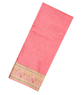 Peach Woven Tussar Silk Saree With Meena Floral Border-TU2992