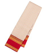 Taupe Handloom Korvai Kanchipuram Silk Saree With Zari Stripes-KA15359