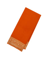 Orange Handloom Banarasi Khadi Georgette Silk Saree With Floral Motifs-BE1627
