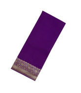 Purple Handwoven Banarasi Khadi Georgette Silk Saree With Zari Border-BE1728