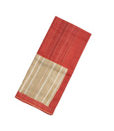 Rust Handloom Tussar Silk Saree With Printed Geometric Motifs-TU2809