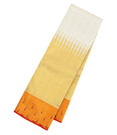 Off White Handloom Korvai Kanchipuram Silk Saree With Stripes-KA15382